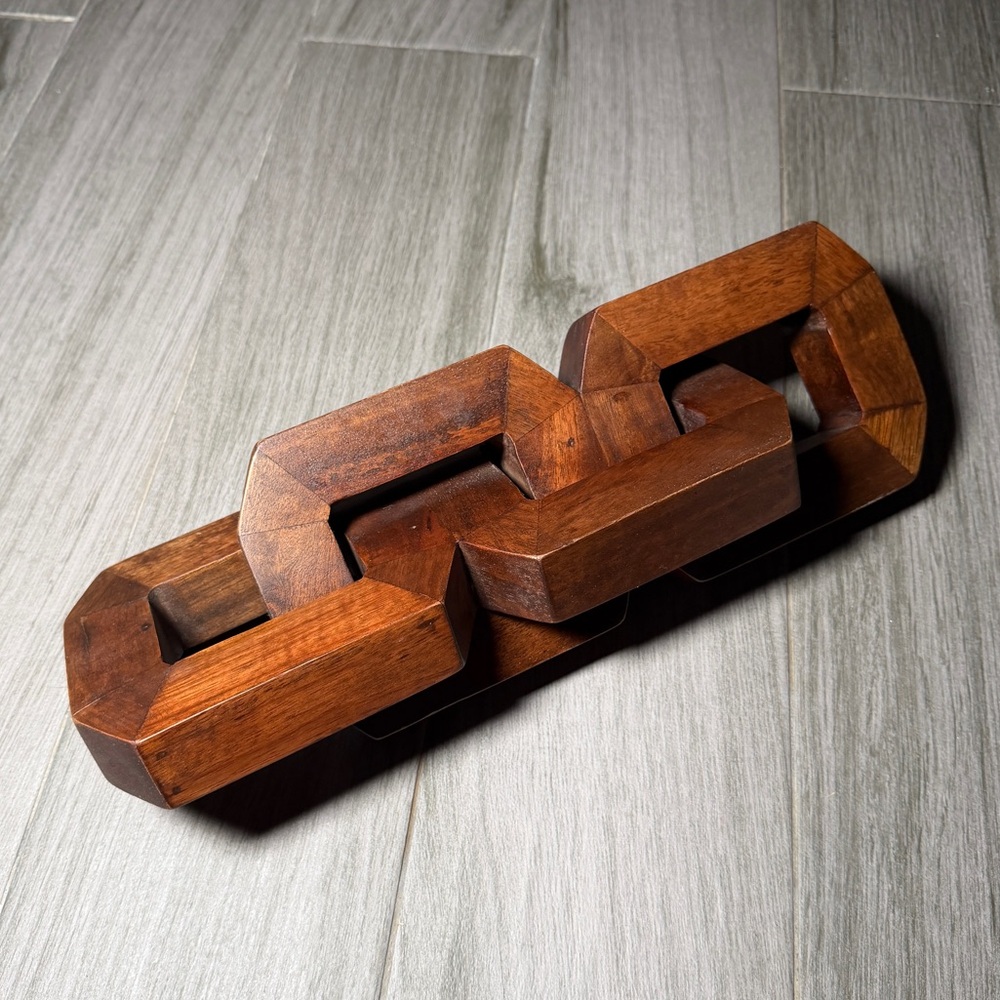 West Elm Solid Wood Linked Chain Sculpture in Brown